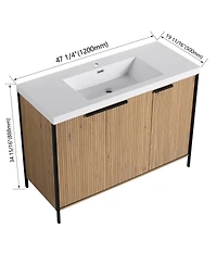 Sillysis Modern Freestanding Bathroom Vanity with Resin Sink, Soft Close Door, Adjustable Shelf, Plywood Cabinet, 24/30/35/47 Inch Sizes