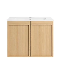 Sillysis Modern Wall Mounted Bathroom Vanity with Ceramic Sink, Soft Close Doors