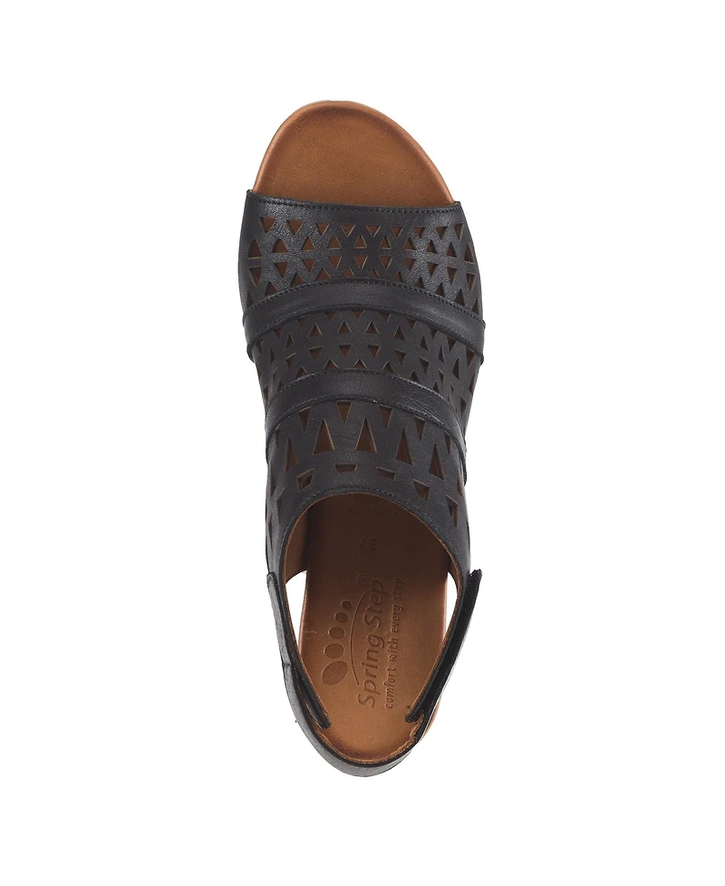 Spring Step Women's Dorotha Ankle Strap Sandal with Laser Cut Detail