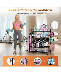 homfan 4 Tier Storage Shelf, 41 Inch Metal Shelving Unit with Wheels and Hooks for Home Gym or Garage