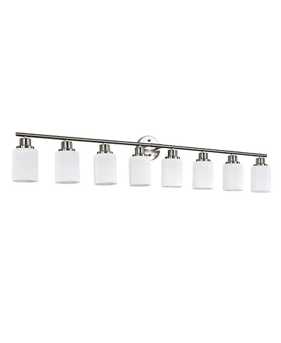 Midola 52" Modern 8-Light Vanity Wall Sconce, Brushed Nickel Finish with Frosted Glass Shades for Bathroom or Hallway Lighting