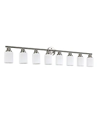 Midola 52" Modern 8-Light Vanity Wall Sconce, Brushed Nickel Finish with Frosted Glass Shades for Bathroom or Hallway Lighting
