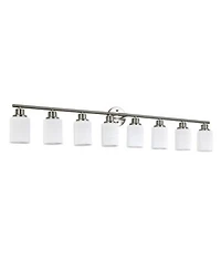 Midola 52 Modern 8 Light Vanity Wall Sconce Brushed Nickel Finish With Frosted Glass Shades For Bathroom Or Hallway Lighting