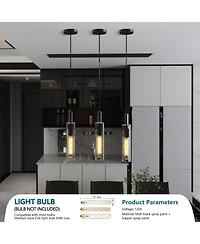 Midola 3 Pack Pendant Lights Kitchen Island, Adjustable Modern Glass Pendant Light Over Island, Industrial Pendant Light Fixtures for Dining Room
