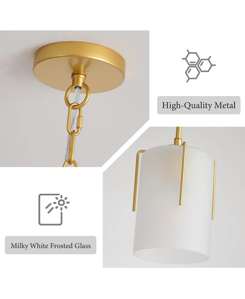 Midola Modern Pendant Light with Frosted Glass Shade, Adjustable Height, Compatible with Flat/Vaulted/Curved Ceilings, E26 Base (Max 60W) for Home