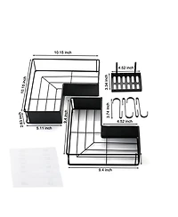 Midola 2-Pack Drill-Free Adhesive Corner Shower Caddy Organizer with Soap Holder and 4 Hooks for Bathroom