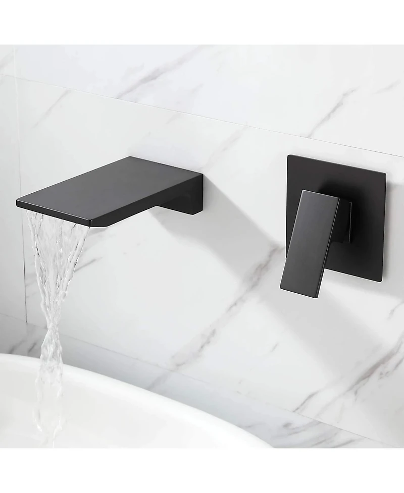 Phying Single Handle Wall Mount Waterfall Bathroom Sink Faucet