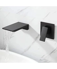 Phying Single Handle Wall Mount Waterfall Bathroom Sink Faucet