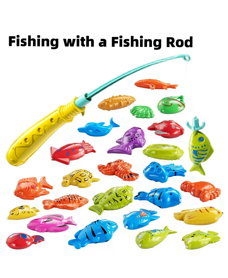 Gnuadz Fishing Game 51 Fish Rod Net Bath Outdoor Party Kids Toy