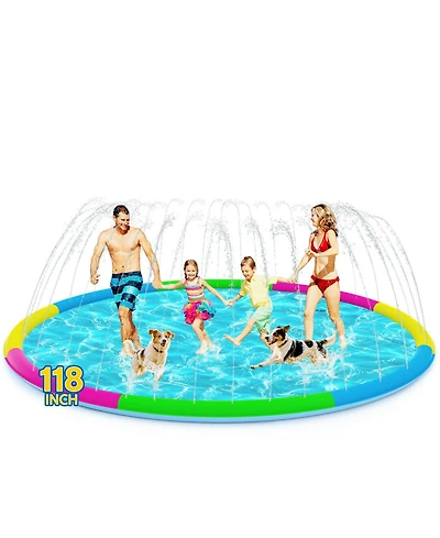 Aofar 118" Splash Pad Sprinkler Pool Outdoor Play Mat Pets Adults