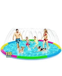 Aofar 118" Splash Pad Sprinkler Pool Outdoor Play Mat Pets Adults