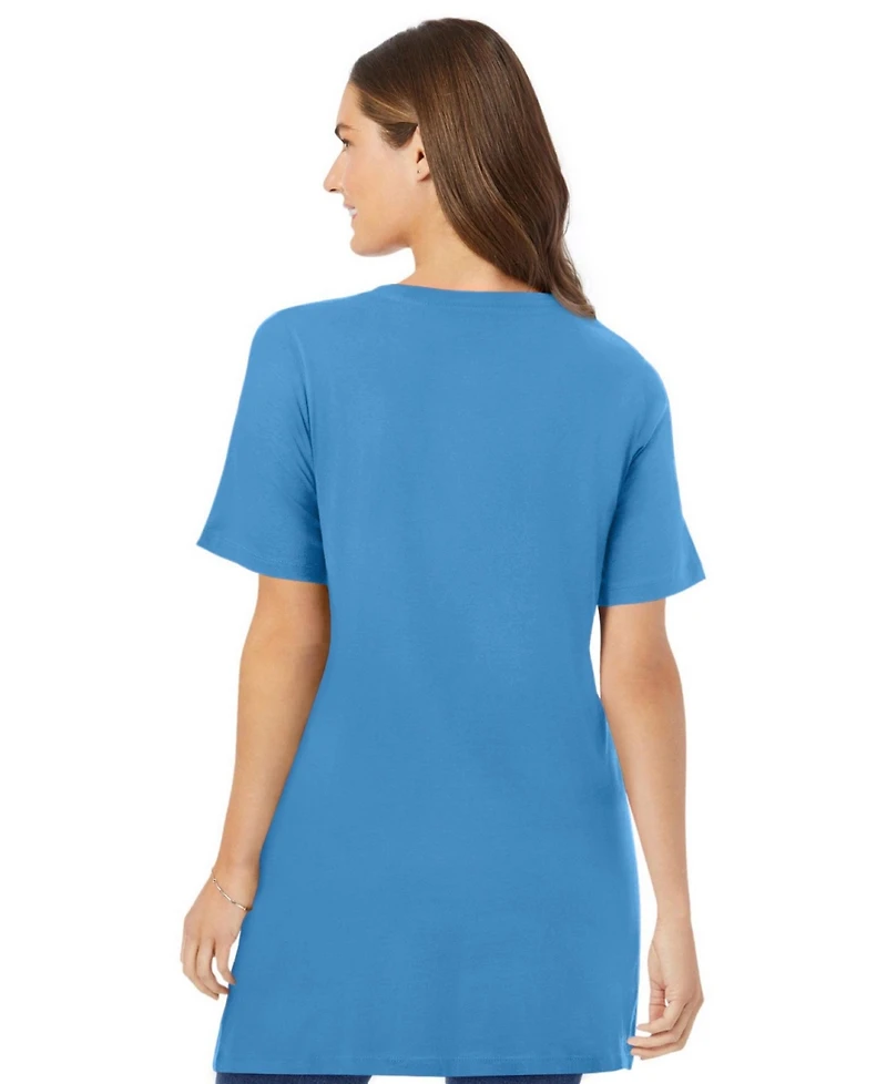 Woman Within Plus Perfect Short-Sleeve V-Neck Tunic