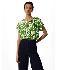 Whistles Women's Floral Keyhole Blouse
