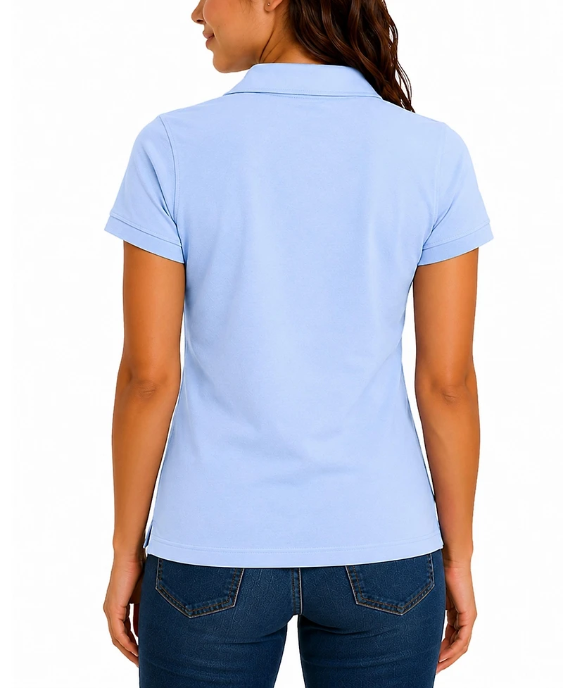 Jump Start Women's 3-Button Short Sleeve Stretch Pique Polo Shirts School Uniform