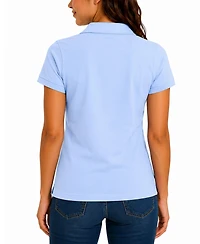 Jump Start Women's 3-Button Short Sleeve Stretch Pique Polo Shirts School Uniform
