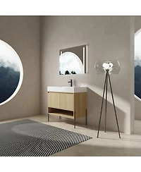 Sillysis Inch Freestanding Bathroom Vanity with Resin Basin, Double Doors, Large Storage