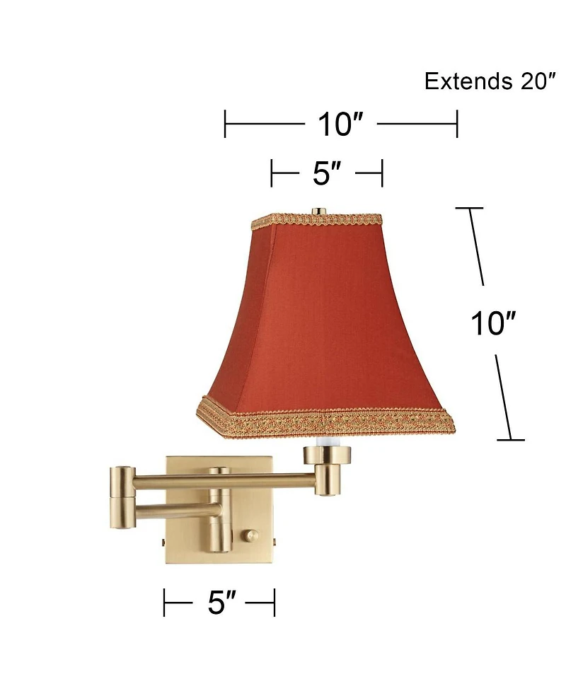 Barnes and Ivy Alta Swing Arm Plug-In Wall Lamp with Square Shade for Bedroom and Living Room