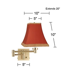 Barnes and Ivy Alta Swing Arm Plug-In Wall Lamp with Square Shade for Bedroom and Living Room