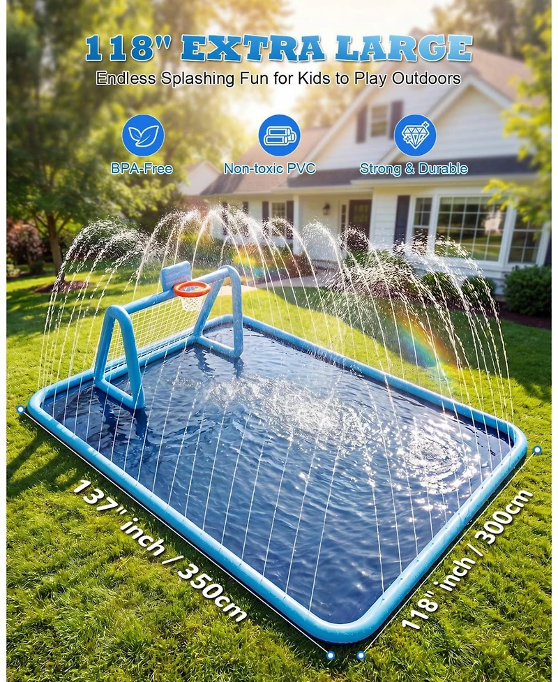 Aofar 3-in-1 Splash Pad Sprinkler Soccer Basketball Water Mat
