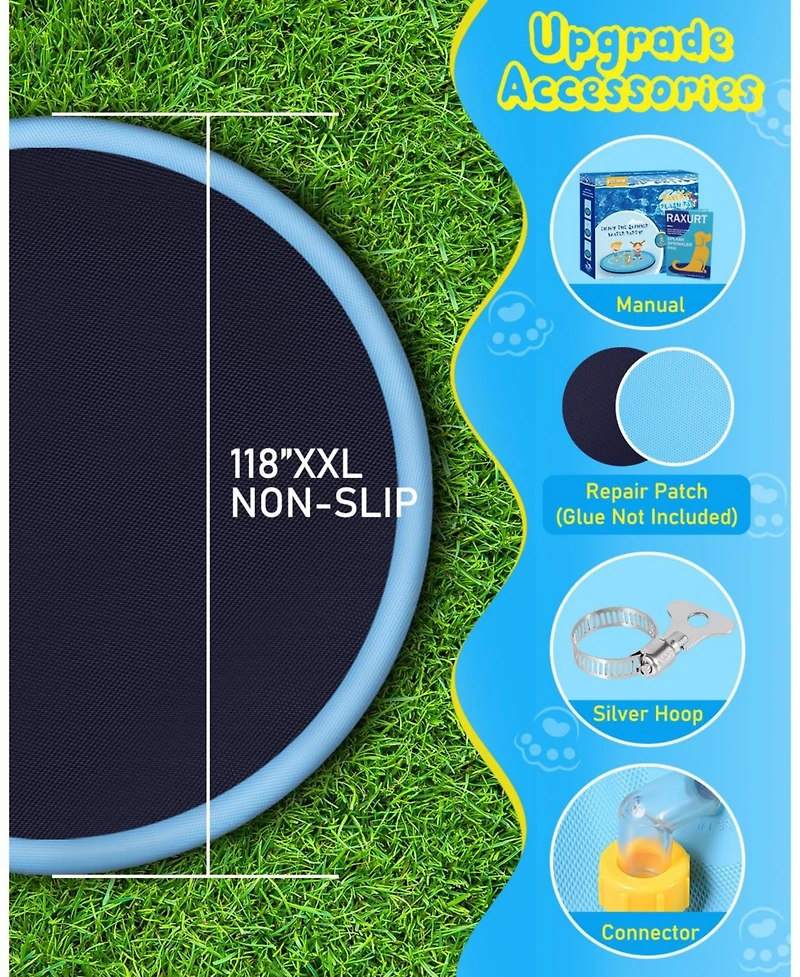 Aofar Splash Pad Sprinkler Pool for Dogs Kids