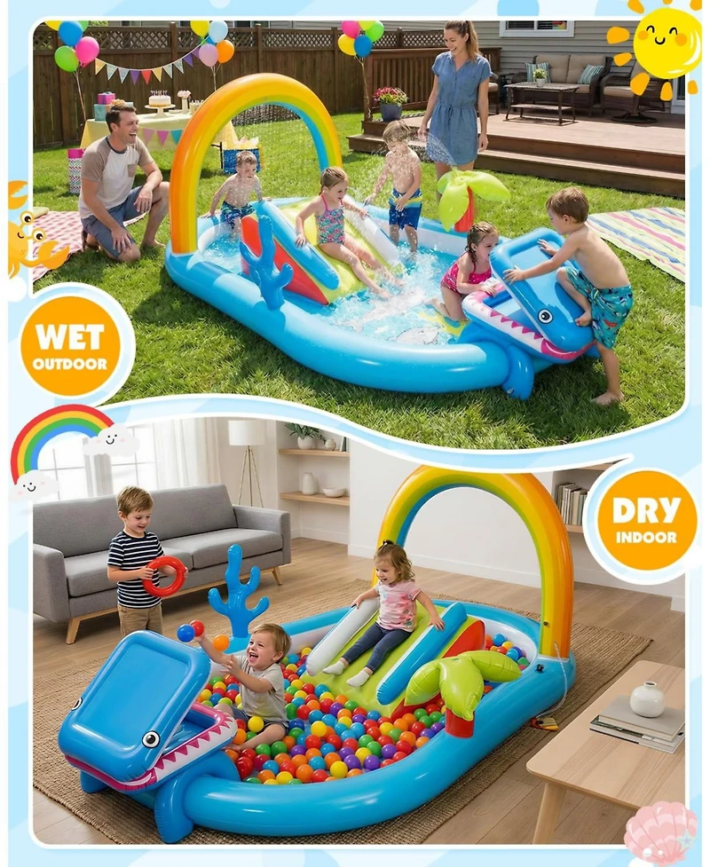 Aofar Inflatable Pool Slide Water Sprayer Waterfall Ball Bounce House