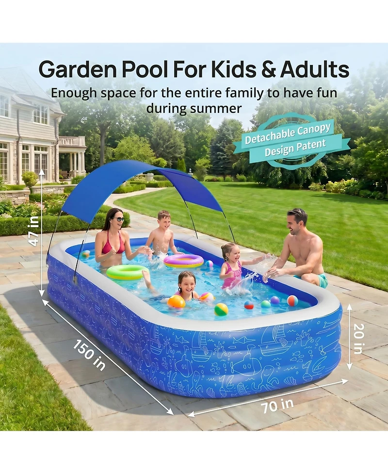 Aofar Inflatable Swimming Pool With Sun Shade