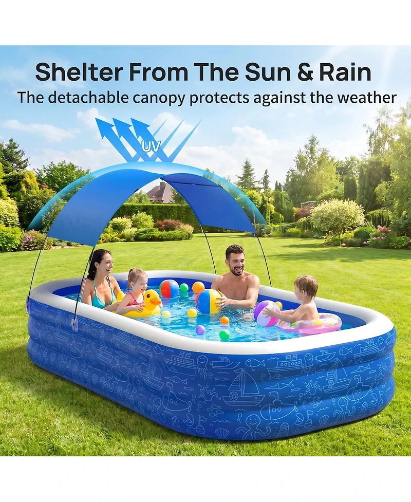 Aofar Inflatable Swimming Pool With Sun Shade