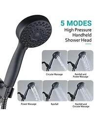 Phying 5 Mode Adjustable Handheld Shower Head High Pressure Shower Head With Flexible Hose Multipurpose Bathroom Shower Fixture