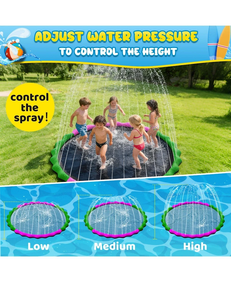 Aofar 87" Splash Pad Water Sprinkler Pool Outdoor Family Fun