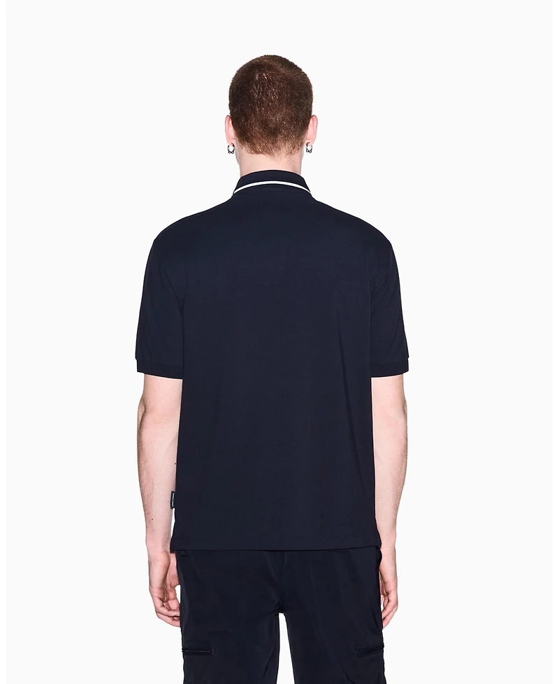 A|X Armani Exchange Men's Pique Tipping Wording Polo Shirt