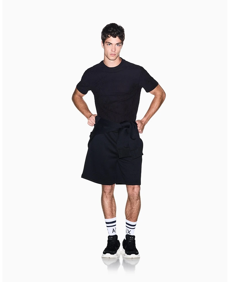 A|X Armani Exchange Men's All Over Logo Mercersized Cotton T-Shirt