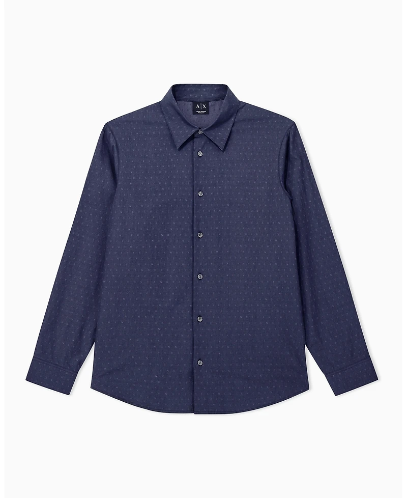 A|X Armani Exchange Men's Cotton Jacquard Woven Shirt