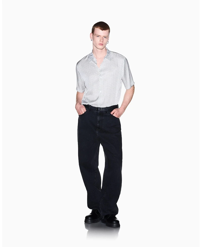 A|X Armani Exchange Men's Viscose All Over Logo Woven Shirt