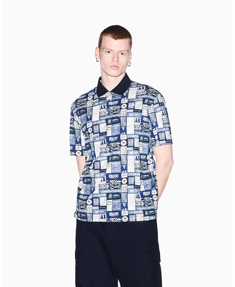 A|X Armani Exchange Men's Collage Logo Polo Shirt