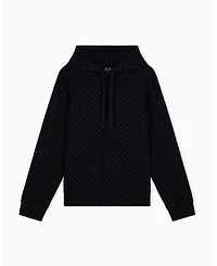 A|X Armani Exchange Men's Bonded Cotton Flocked All Over Logo Hoodie Sweatshirt