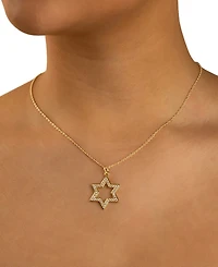 Sterling Forever Rhodium-Plated Brass Pave Cubic Zirconia Star of David Pendant Necklace