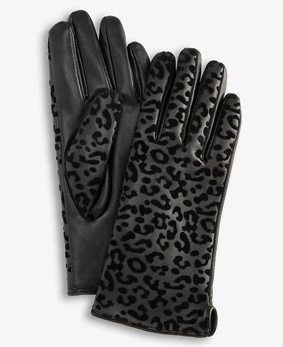 I.n.c. International Concepts Women's Leopard-Print Flocked Gloves, Macy's Exclusive