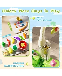 Gnuadz 4-in-1 Kids Sand Water Table Electric Pump Kitchen Sink Fishing Play