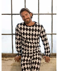 Leveret Mens 2-piece. Cotton Loose Fit Argyle Pajamas