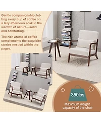 Rainsken Accent Chair with Side Table, Mid-Century Modern Upholstered and Coffee Table Set for Living Room, Bedroom