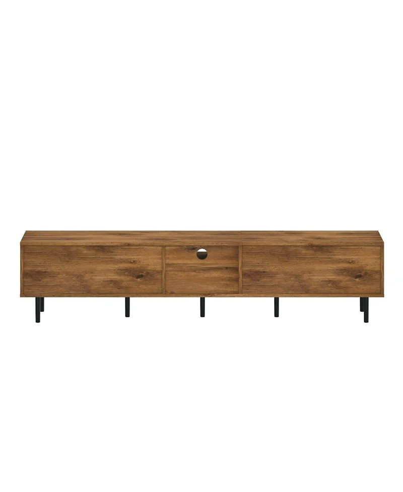 Rainsken 78" Modern Tv Stand, for TVs Up to 85", with Checkered Cabinet Doors, Storage Drawers and Open Shelves, for Living room, Bedroom