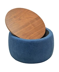 Rainsken Linen Upholstered Round Storage Ottoman