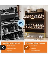 gaomon entryway shoe cabinet with double-layer flip-top drawers, adjustable shelves, and a dust-proof back panel freestanding storage