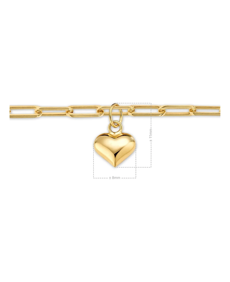 Devata Heart Charm Paperclip Chain Bracelet in 14K Gold