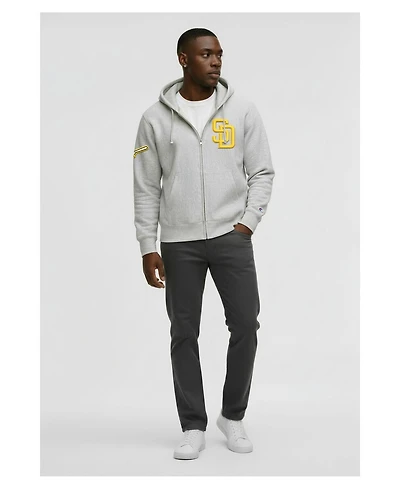 Champion Men's Gray San Diego Padres Reverse Weave Chenille Full-Zip Hoodie