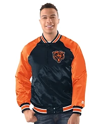 Starter Men's Navy/Orange Chicago Bears Inductee Raglan Full-Snap Varsity Jacket