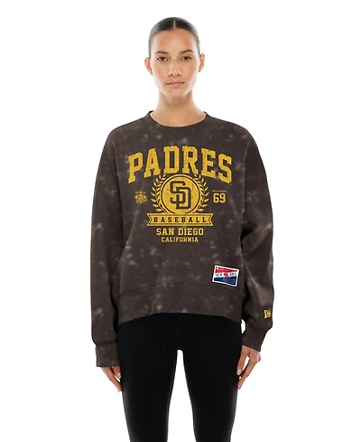 New Era Women's Brown San Diego Padres Throwback Oversized Boxy Sweatshirt