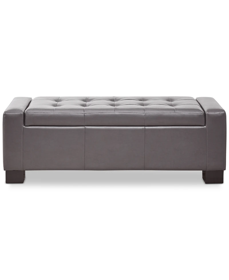 Clay Faux-Leather Storage Ottoman