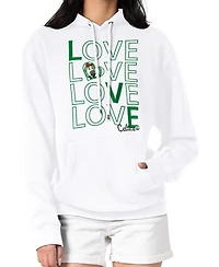 G-iii 4Her by Carl Banks Women's White Boston Celtics Basketball Love Fleece Pullover Hoodie
