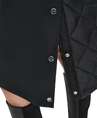 Dkny Women's Belted Trench with Hooded Bib Coat